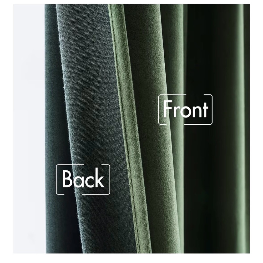 Deep Green Velvet Curtains - 52” W x 84” L - Picture 3 of 7